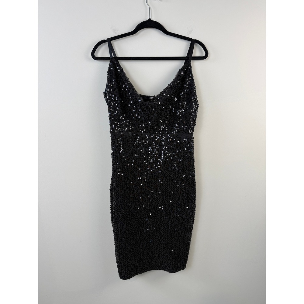 Black Sequin Cowl Neck Bodycon Mini Dress Women's Size‎ 10 Party Elegant